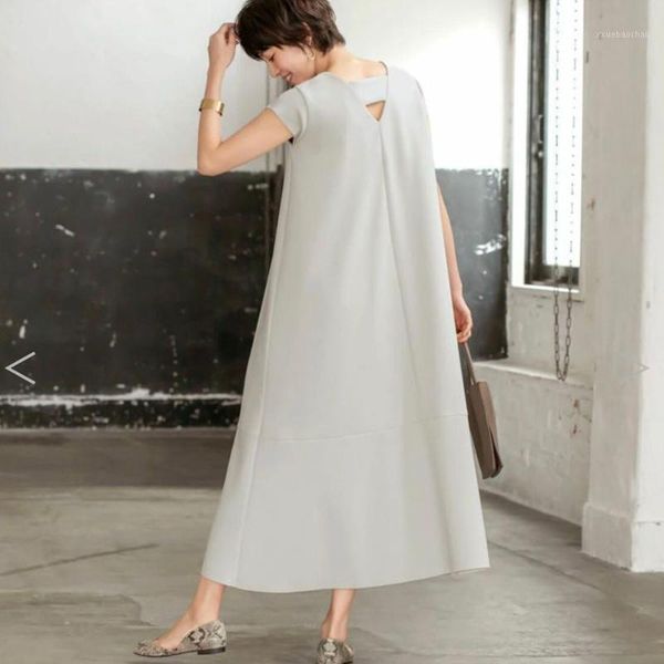 

sisjuly summer women plain dress short sleeves a-line mid-calf korean style dress daily simple casual dresses vestidos1, White;black