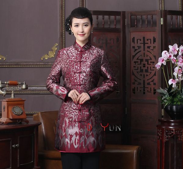 

chinese-style improved daily self-cultivation long tang suit trench coat red middle-aged mother long-sleeved festive tang suit, Tan;black
