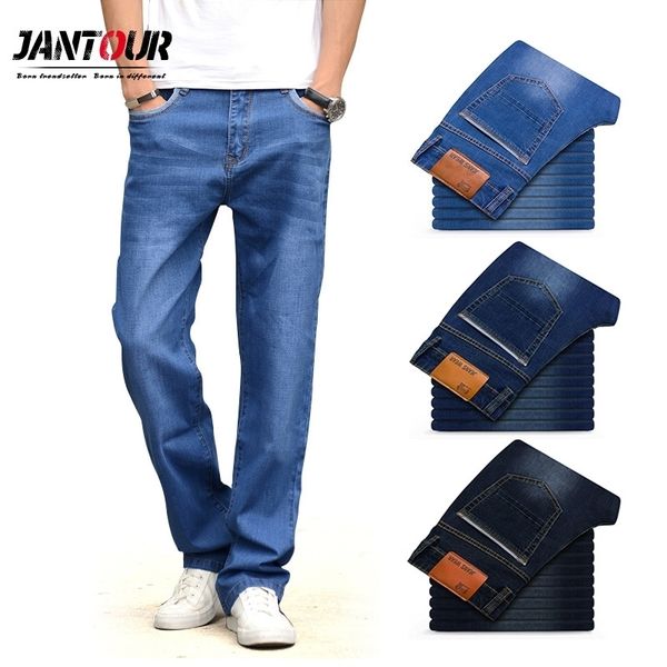 

brand jeans men winter thick loose straight denim pants mens trousers business cowboys stretch big size 40 42 44 201123, Blue