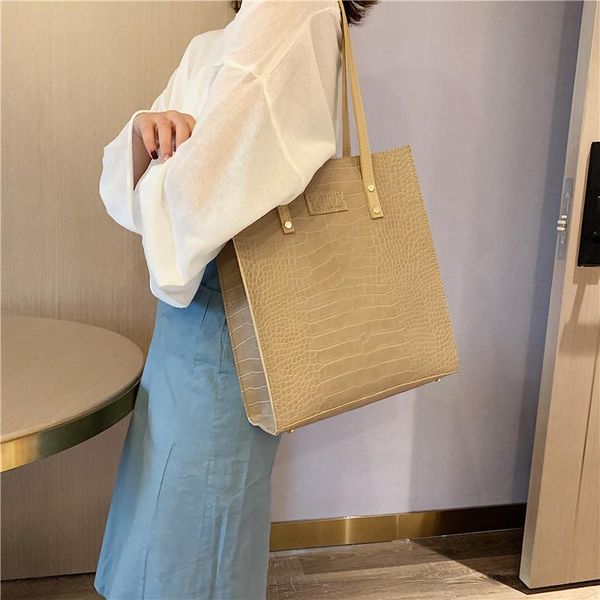 

урожай крокодила шаблон кожаных сумок 2020 марк дизайнерской женщины большой емкости плечо сумка дама повседневные тотализаторы корзина