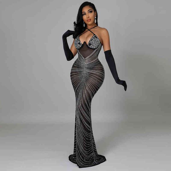 

ladies spring and summer fashion suspender polyester mesh drill banquet pantless evening dress, Black;gray