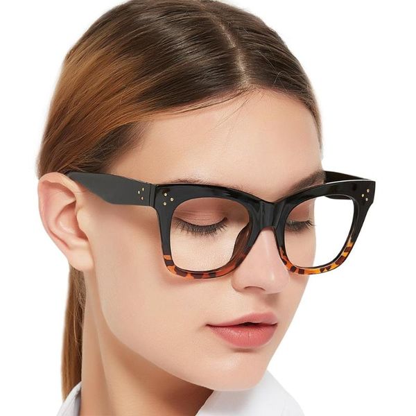 

blue light blocking glasses women oversized progressive multifocal eyeglasses reading transparent uv400 dioptric +1.5 occi chiar, White;black