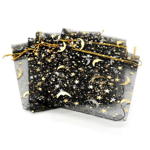 

9x12cm gauze bag star moon black bags colorful special design organza package bronzed wedding gift candy jewelry jewelry package bbymfn