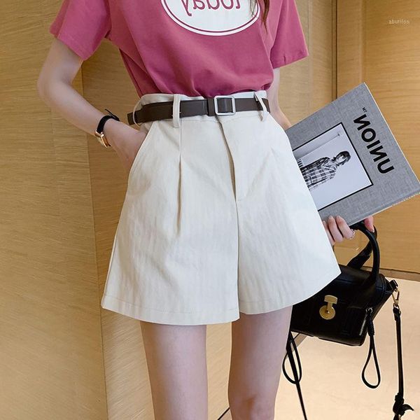 

women's shorts women 2021 spring summer high waist female casual with belt ladies mini pantalones feminino streetwear j541, White;black