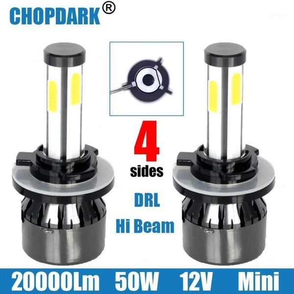 

4 side led h15 car led headlight bulbs high beam canbus error-cob chips 20000lm 50w 6000k white very bright 1 pair lamp1