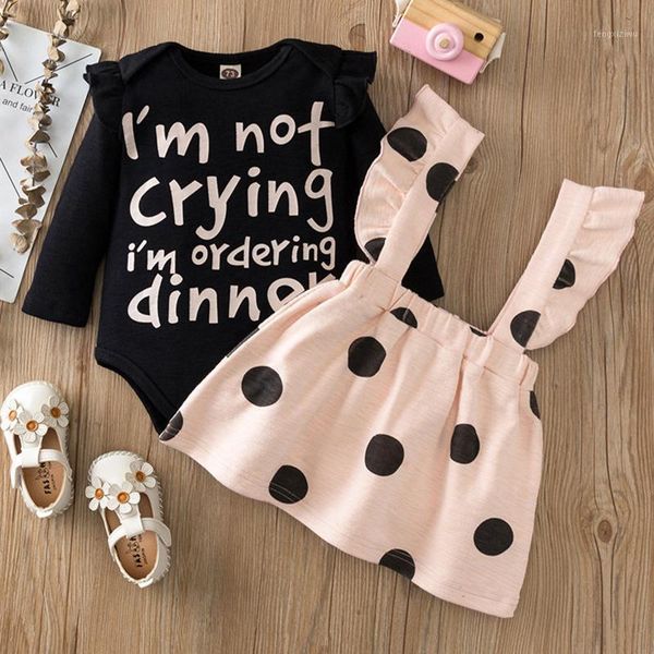 

clothing sets born baby girls romper 2pcs toddler jumpsuits spring autumn long sleeves cotton clothes and round dots strap dress1, White