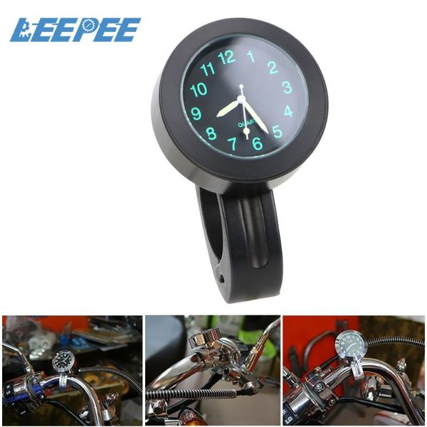 

leepee bicycle watch motorcycle handlebar quartz clock aluminum waterproof motorcycles accessories black/ silver