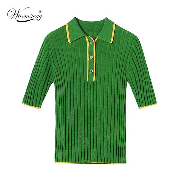 

womens 2020 new summer t-shirt slim button retro v-neck knitted thin short sleeve knitwear a-002, White