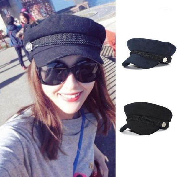 

hirigin ladies women girls classic vintage patchwork wool blend baker boy peaked cap newsboy beret octagonal hat1, Blue;gray