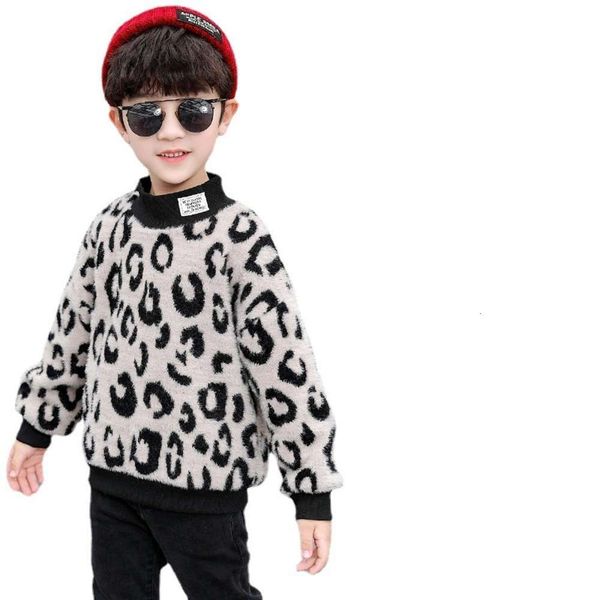

boys fashion 2020 autumn and new winter mink sweater children's plush leopard print bottom coat oypv, Blue