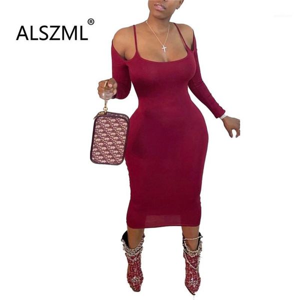 

2020 women fashion elegant burgundy belt u collar long sleeve dresses tight night club party lady fashion midi dress1, Black;gray