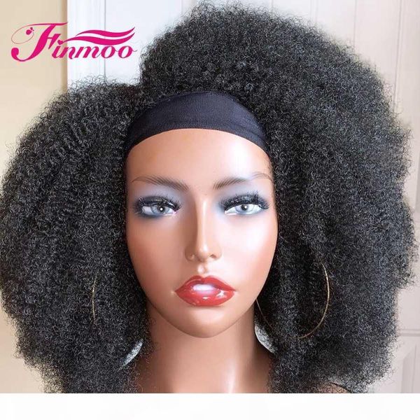 

180% density afro kinky curly human hair wigs for women glueless headband wigs brazilian remy scarf human hair headband wig, Black;brown