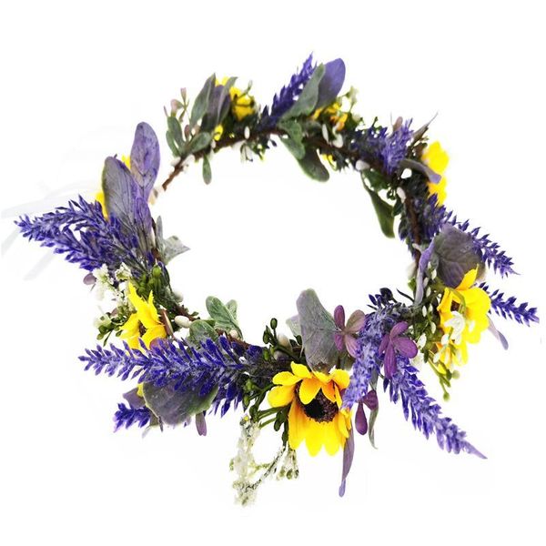 

lavender flower wreath crown festival headband women hair accessories headdress floral garlands wedding party floral qyllry