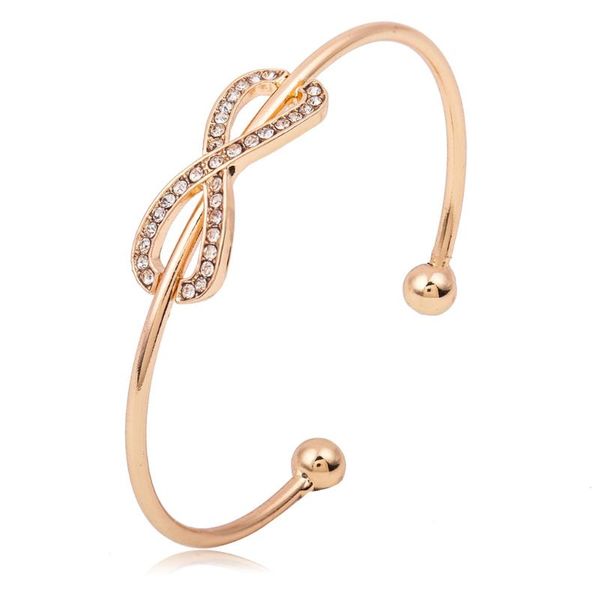 

korean version of the simple bracelet digital 8 crystal open alloy bracelet, Black