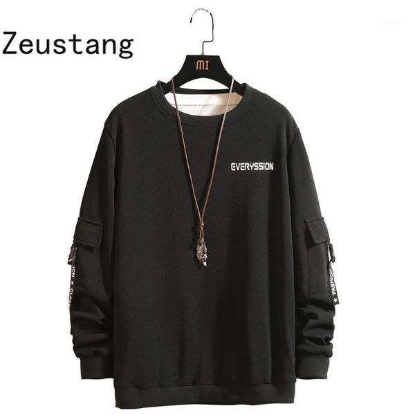

men's hoodies & sweatshirts zeustang 2021 mens hooded sweatshirt autumn hoodie long sleeve male casual hip sportswear y1121, Black