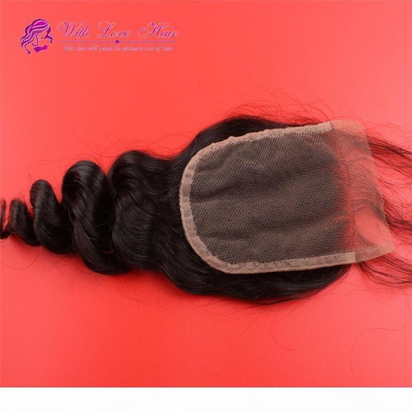 

100% brazilian loose wave hair #1b lace closure brazilian lace part closure 3 way part virgin human hair, Black