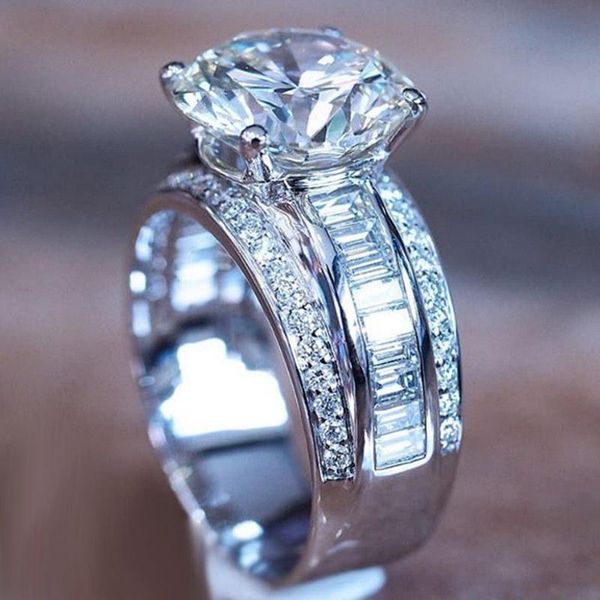 

cluster rings 2021 arrival luxury 925 sterling silver engagement ring for women lady anniversary gift jewelry wholesale moonso r5512, Golden;silver