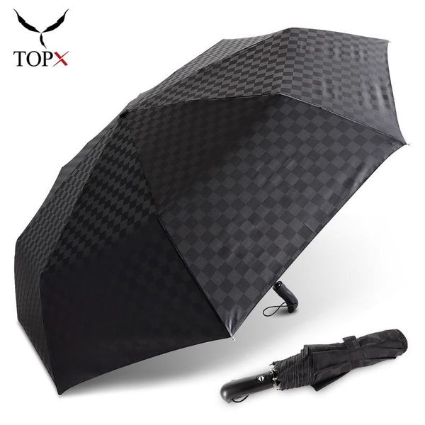 

120cm matic umbrella rain women grid 3fold outdoor windproof family large business men umbrella gift paraguas bbyaqu
