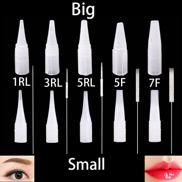 

100pcs 1rl/3rl/5rl/5f/7f individual packed eyebrow tattoo tips permanent makeup needle tip tattoo nozzle needle caps