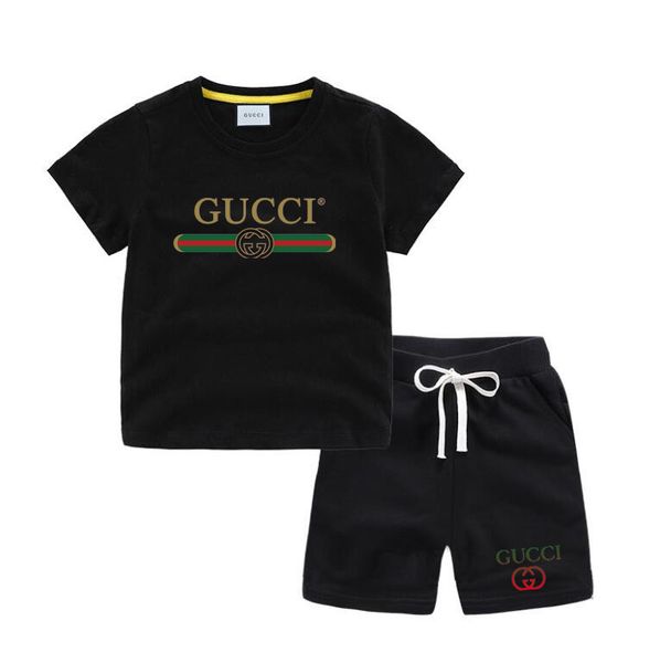 

2021 new designer summer boy clothing set short sleeve striped bear cotton short sleeve shorts children suit boys sports outfit set, White