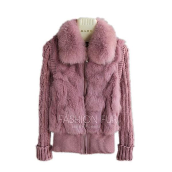 

qiuchen 2020 brand new natural fur jacket with real fur collar real coat in stock, Black