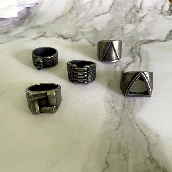 

retro punk jewelry viking Triangle graphics fashion men's finger ring High quality vintage ring man Gift1, Golden;silver