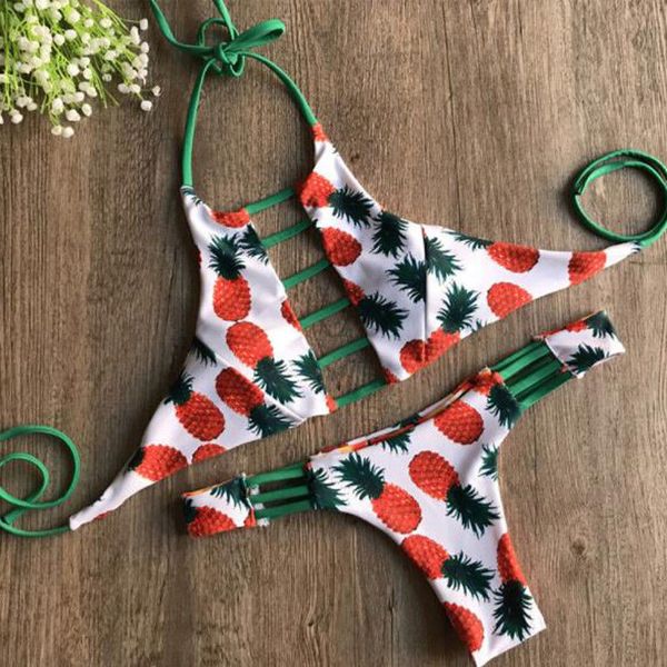 

women's high waisted bikini set floral printed push up padded bra swimsuit new ladies tassel bandage bathing suit swimwear, White;black