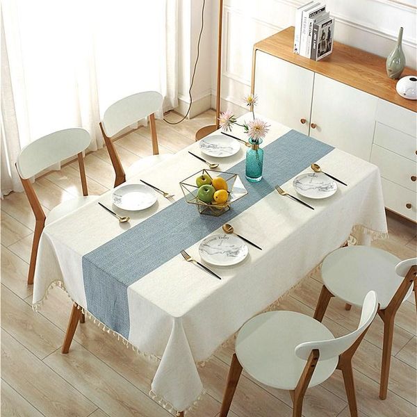 

stitching color cotton linen decorative tablecloth thick waterproof rectangular easy clean table cover dining table cloth1