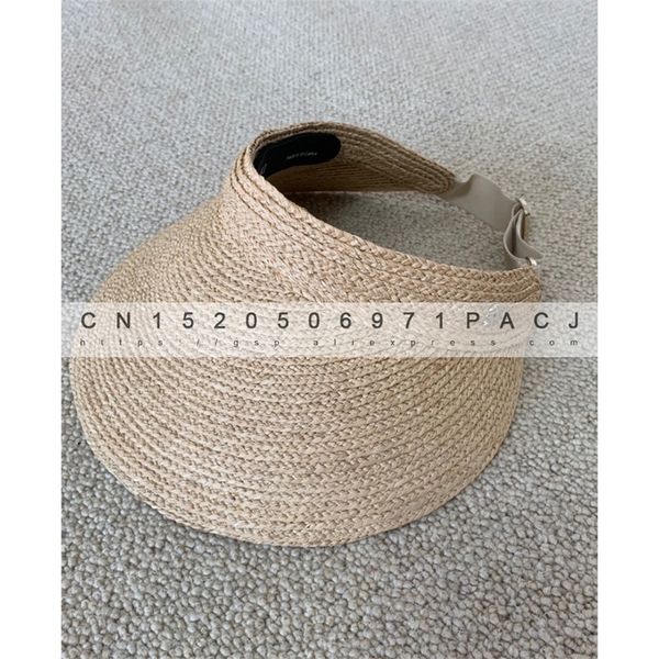 

have lable hk vacation essential imported pure natural raffia sunscreen hat adjustable elastic y200714, Blue;gray