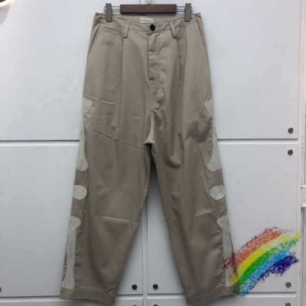 

khaki bone embroidery kapital cargo pants men women1:1 fashion casual denim trousers, Blue;black