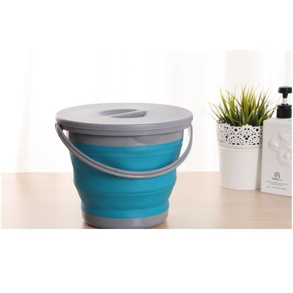 

5l folding thicker sile buckets for kitchen bathroom storage buckets outdoor camping car wash bucket fishing sil jllzez
