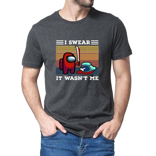 

100% cotton among us i swear it wasn't me funny gamer lovers gift vintage men's t-shirt women soft tee gifts, White;black