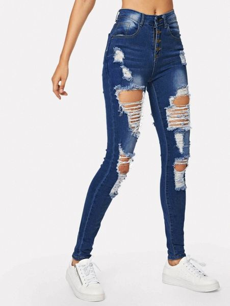 

stonewash distressed skinny jeans o1xs#, Blue