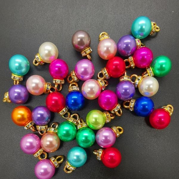 

diy 16pcs 10mm mini color acrylic pearl pendant beads charm earrings ornaments jewelry maki qylwbo, Black