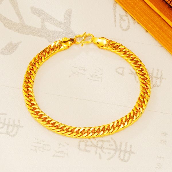 

gold bracelet imitation 24k double button boss bracelet men's and women's gold hand jewelry accessories imwva, Golden;silver