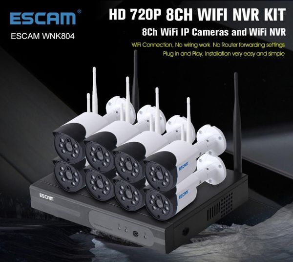

escam wnk804 8ch 720p wireless nvr kit outdoor ir1