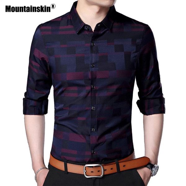 

mountainskin 2020 new men's plaid shirt spring autumn casual shirt long sleeve male brand clothing ~4xl sa757, White;black