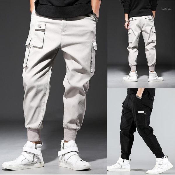 

yfashion man haren pants casual loose sports pants trousers drawstring autumn spring breathable1, Black