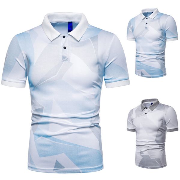 

printed mens polo shirt summer casual short sleeved slim lapel neck male fashion casual homme clothing, White;black