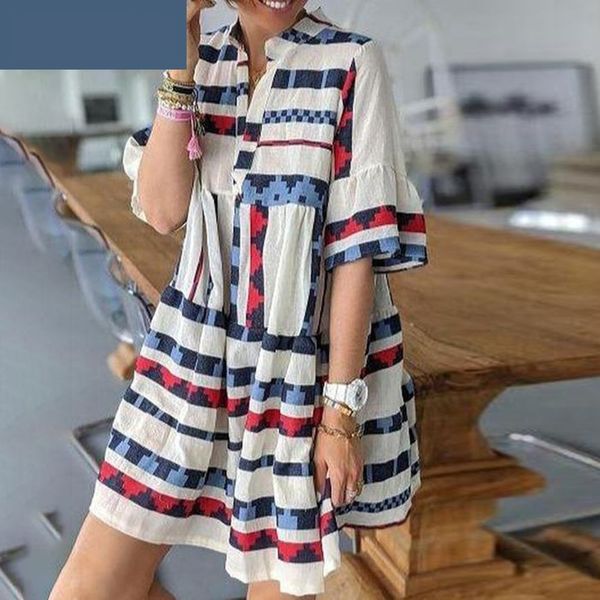 

стиль v-образный вырез половины рукава печатная мини 20 женщин платья 20 женщин стиль v-образный вырез половина рукава печатная miniskirt ми, Black;gray