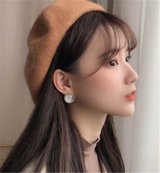 

berets women girl beret warm wool winter beanie hat cap vintage plain hats elasticity solid color lady caps cos gift, Blue;gray