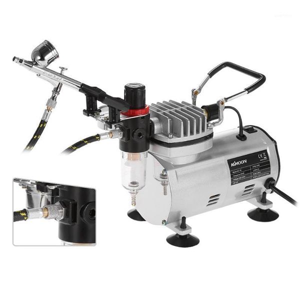 

spray gun airbrush kit with compressor dual-action hobby sandblaster air brush nail kit tattoo art paint supply + cleaning brush1
