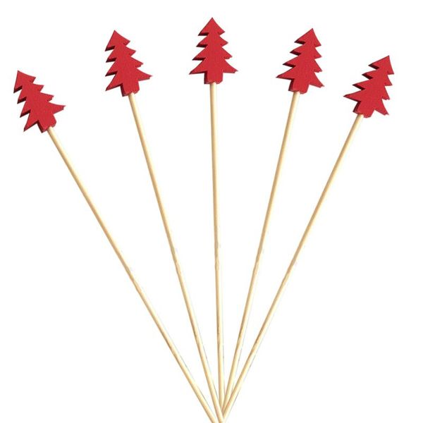 

100шт 12см red christmas tree fruit cocktail войти десерт вилка деревянная фрукты закуска зубочистка beads фрукты дерево зубочистки bbyuje