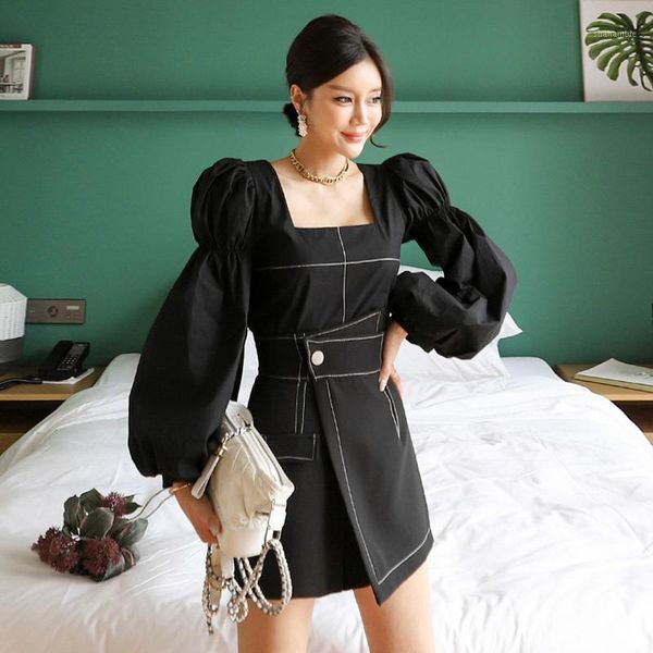 

the new two-piece autumn fashion into han edition cultivate one's morality lantern sleeve jacket waist they suit1, Gray