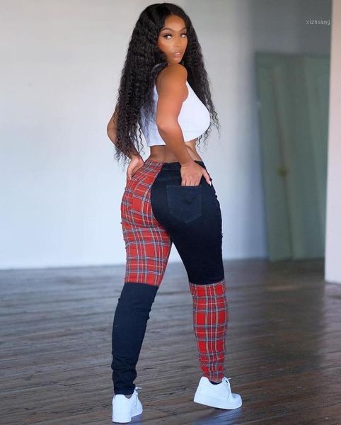 

women's pants & capris fall streetwear plaid patchwork women pencil high waist vintage trousers draped jogger sweatpants1, Black;white