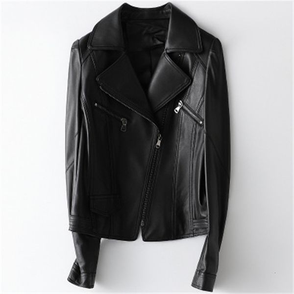 

2020 women fashion genuine real sheep leather jacket h91, Black