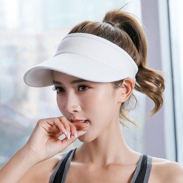 

women outdoor sports uv protection adjustable visor hat fashion sunproof empty cycling casual baseball cap solid, Blue;gray