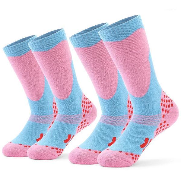 

sports socks lixada 2 pairs children ski kids thick knit athletic knee-high stockings running cycling lightweight1, Black