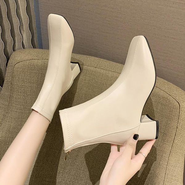

boots women new 2020 low heels booties women's rubber shoes rain luxury designer booties ladies winter footwear round, Black