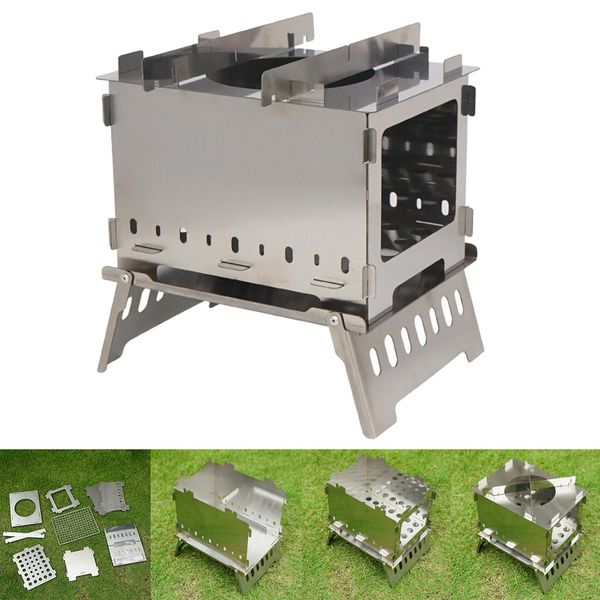 

folded charcoal bbq grill set, stainless steel portable folding charcoal barbecue grill for outdoor picnic patio backyard camping cooking